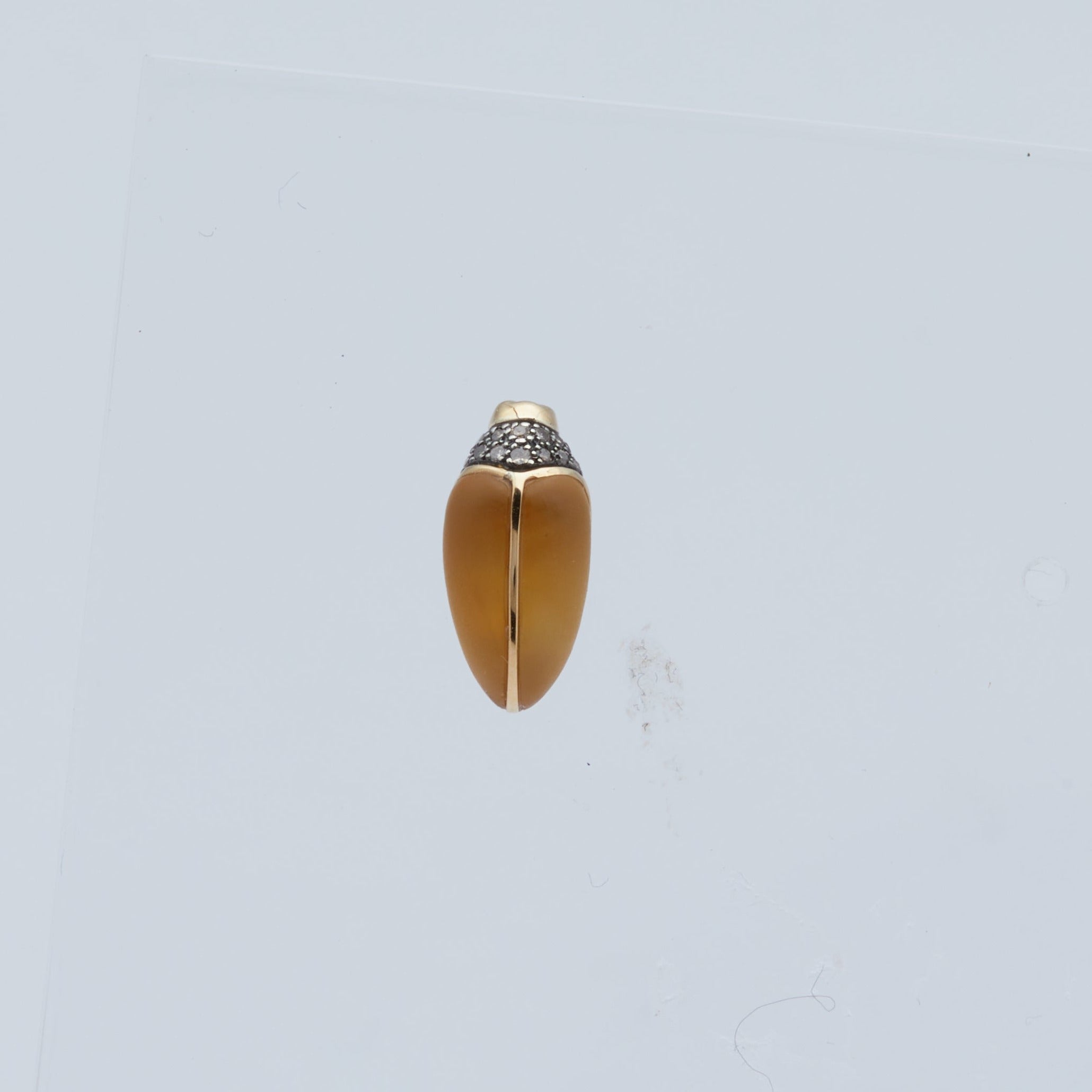 Mini Scarab stud earring with citrine