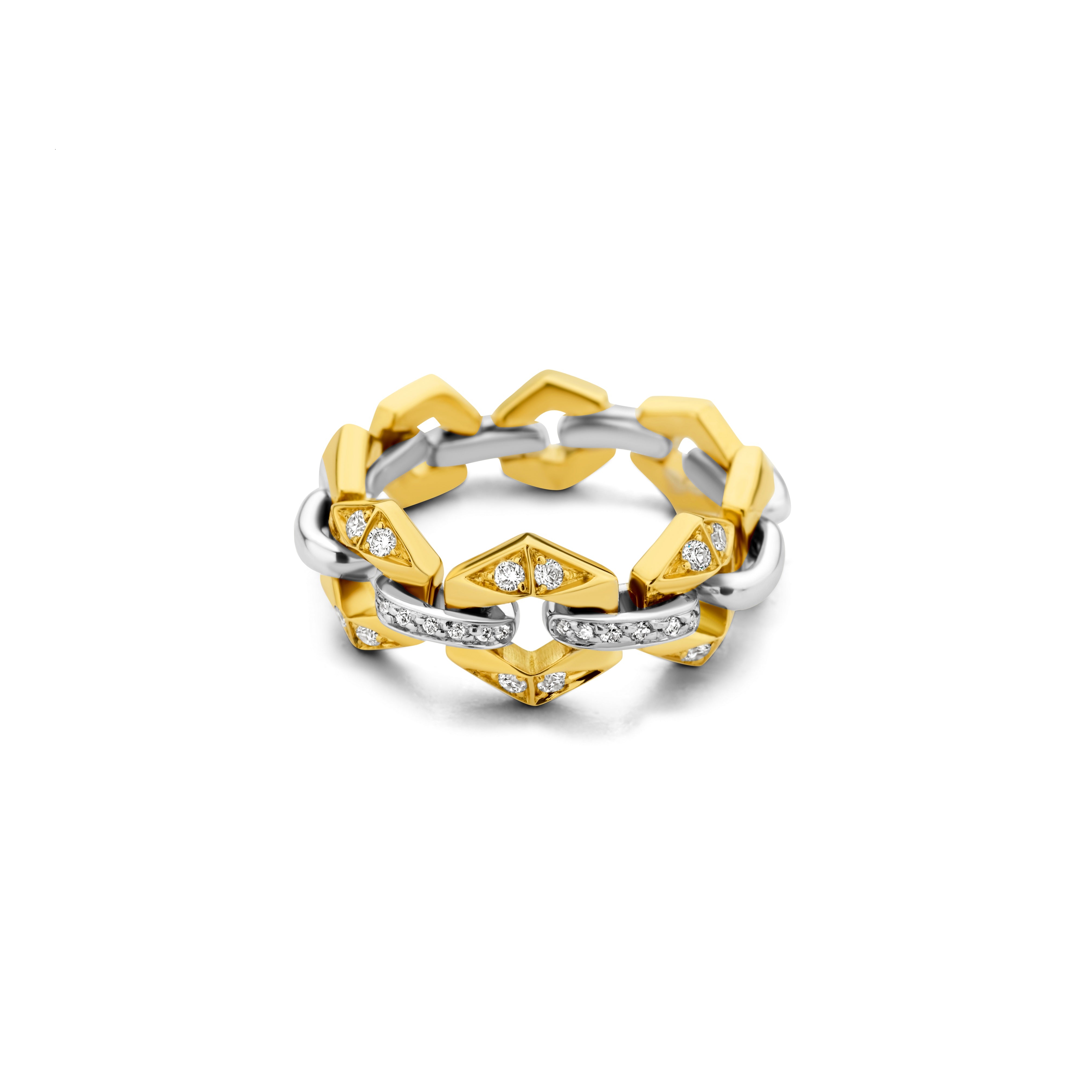 BOND FLOW RING IN BICOLOR GOLD WITH WHITE DIAMONDS