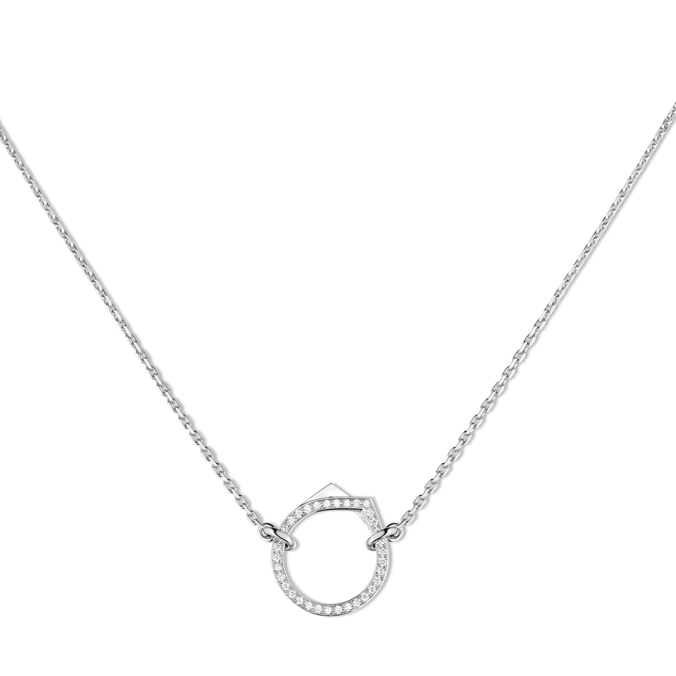 Antifer pendant in white gold paved with diamonds