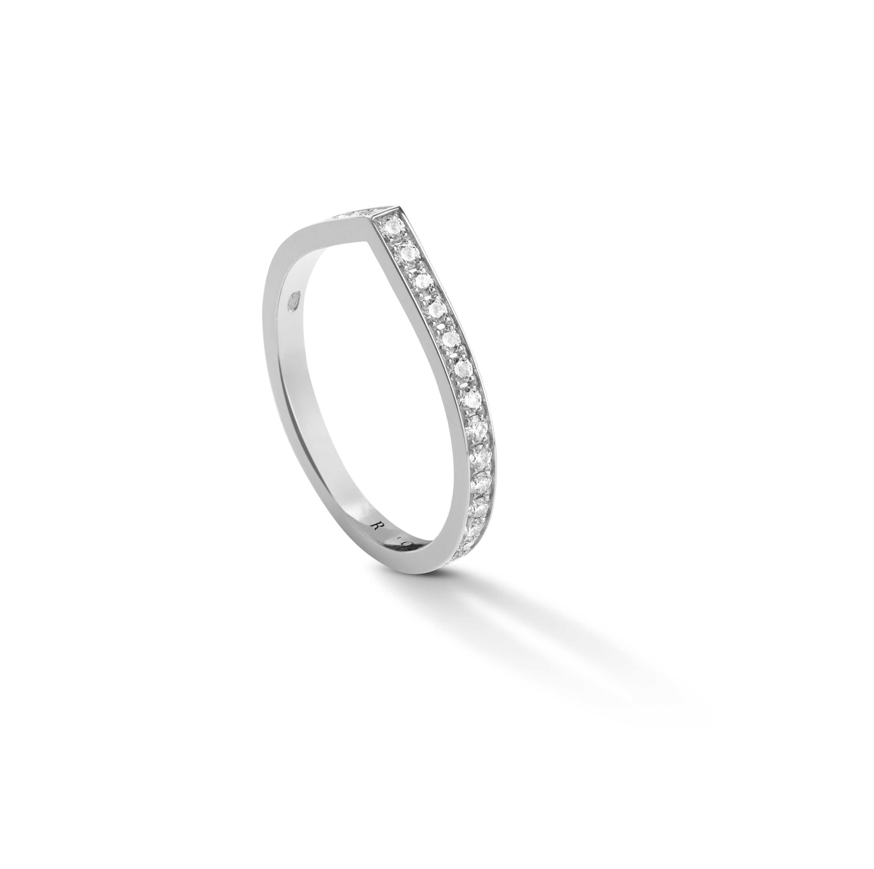 Antifer ring in white gold paved with diamonds